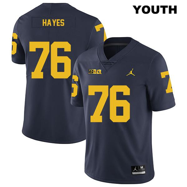 Youth NCAA Michigan Wolverines Ryan Hayes #76 Navy Jordan Brand Authentic Stitched Legend Football College Jersey RV25S04MS